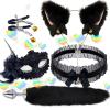 WreGmgg 4-Piece Black Lace Indoor Sports Set with Eye Mask and Lace Collar - D2 view 1