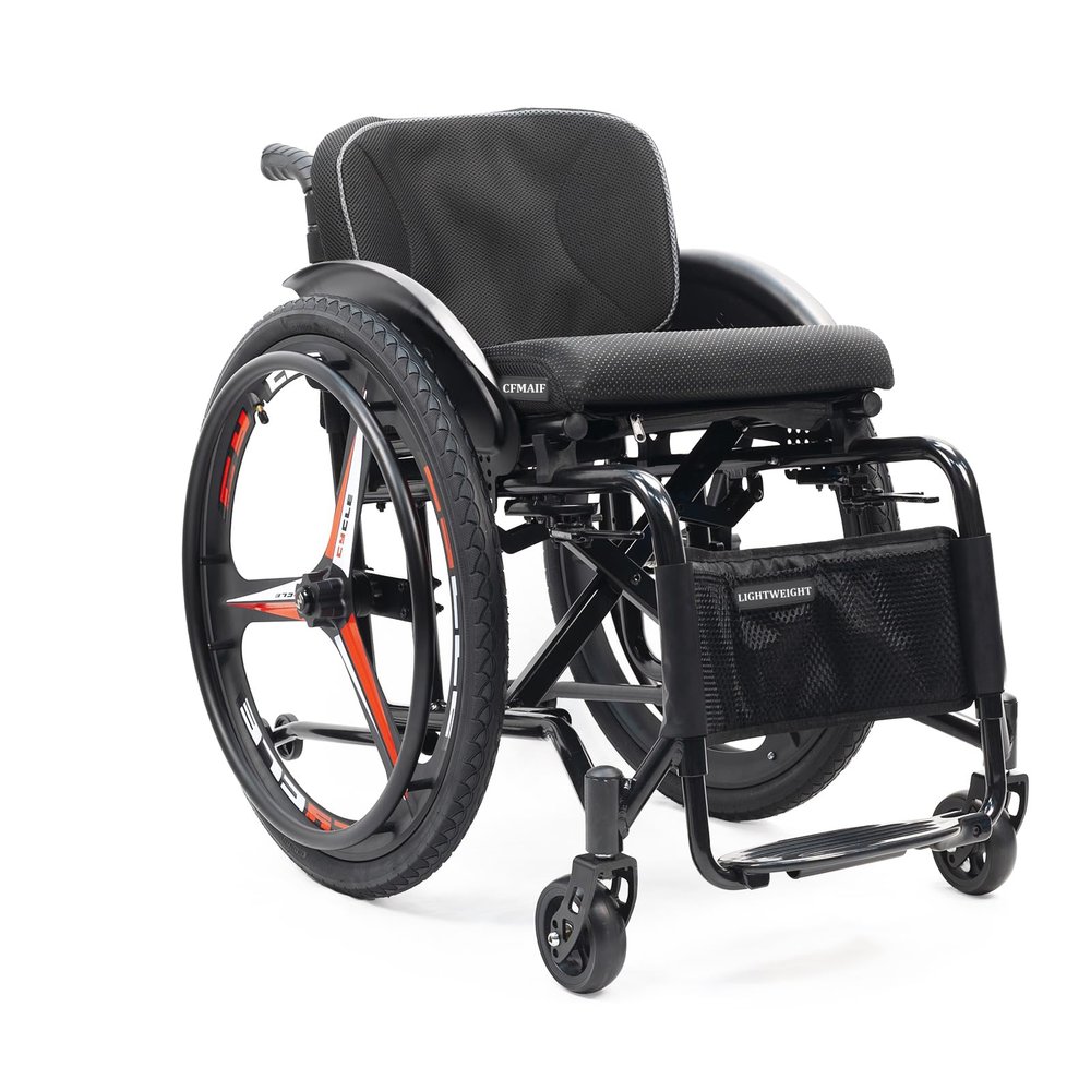 CFMAIF Self-Propelled Folding Wheelchair, Lightweight Aluminum Travel Wheelchair, 38 cm/14.9 in Seat, Sports