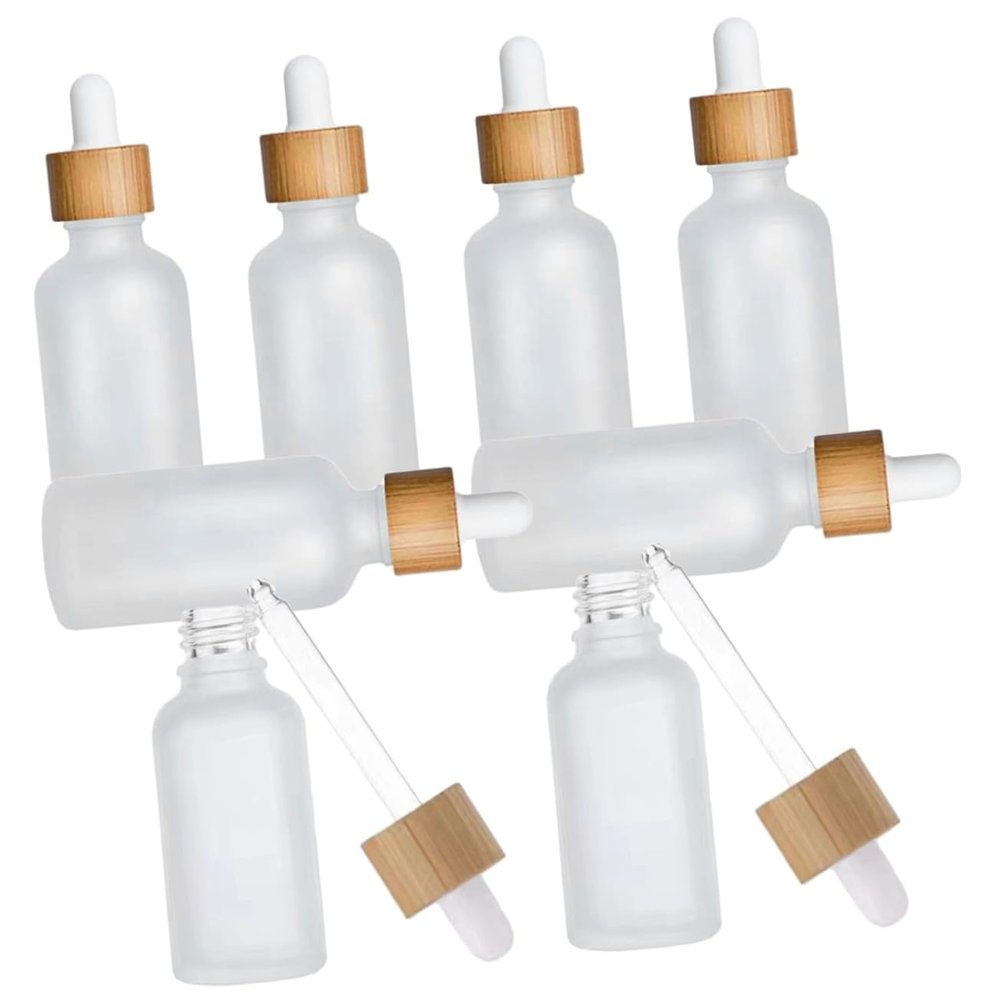 LIFKOME 8-Piece Matte Glass Dropper Bottles with Bamboo Rings