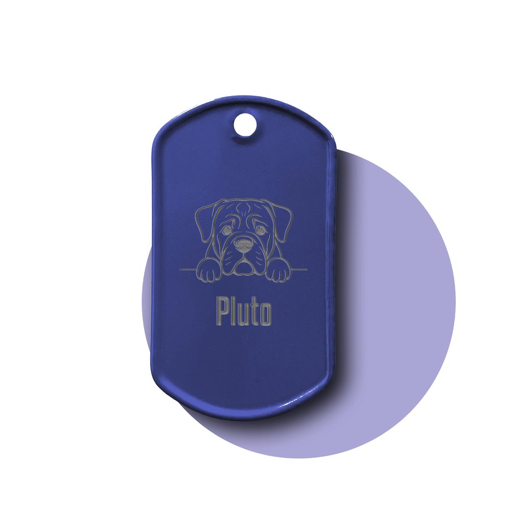 Personalized Dog Tag with Engraving, Chain & Silencer | Dog Tag with Dog Motif & Name | ID Tag for Collar | Gift for Dog Owners (Purple)