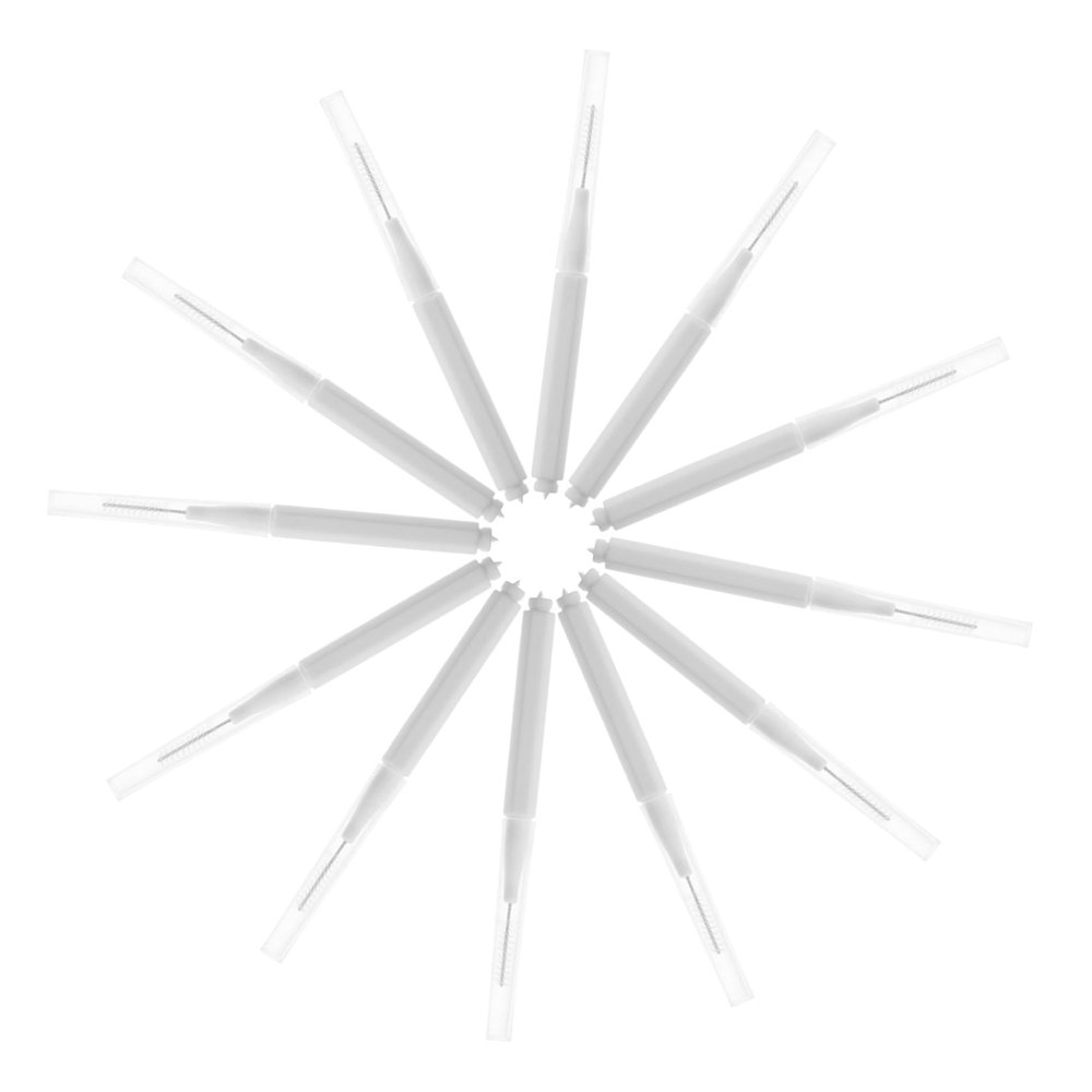 Interdental Brushes, 12-Piece Plastic Set for Dental Cleaning, White