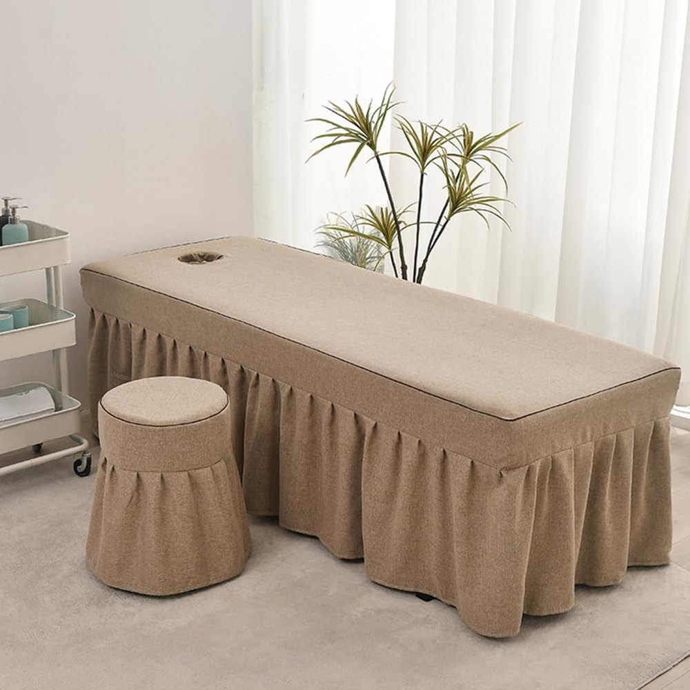 LDLCYCN Coffee Massage Table Skirt with Face Hole, 60 x 180 cm (S)