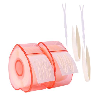 Heart-Shaped Double Eyelid Stickers, 2 Rolls, Fiber, White