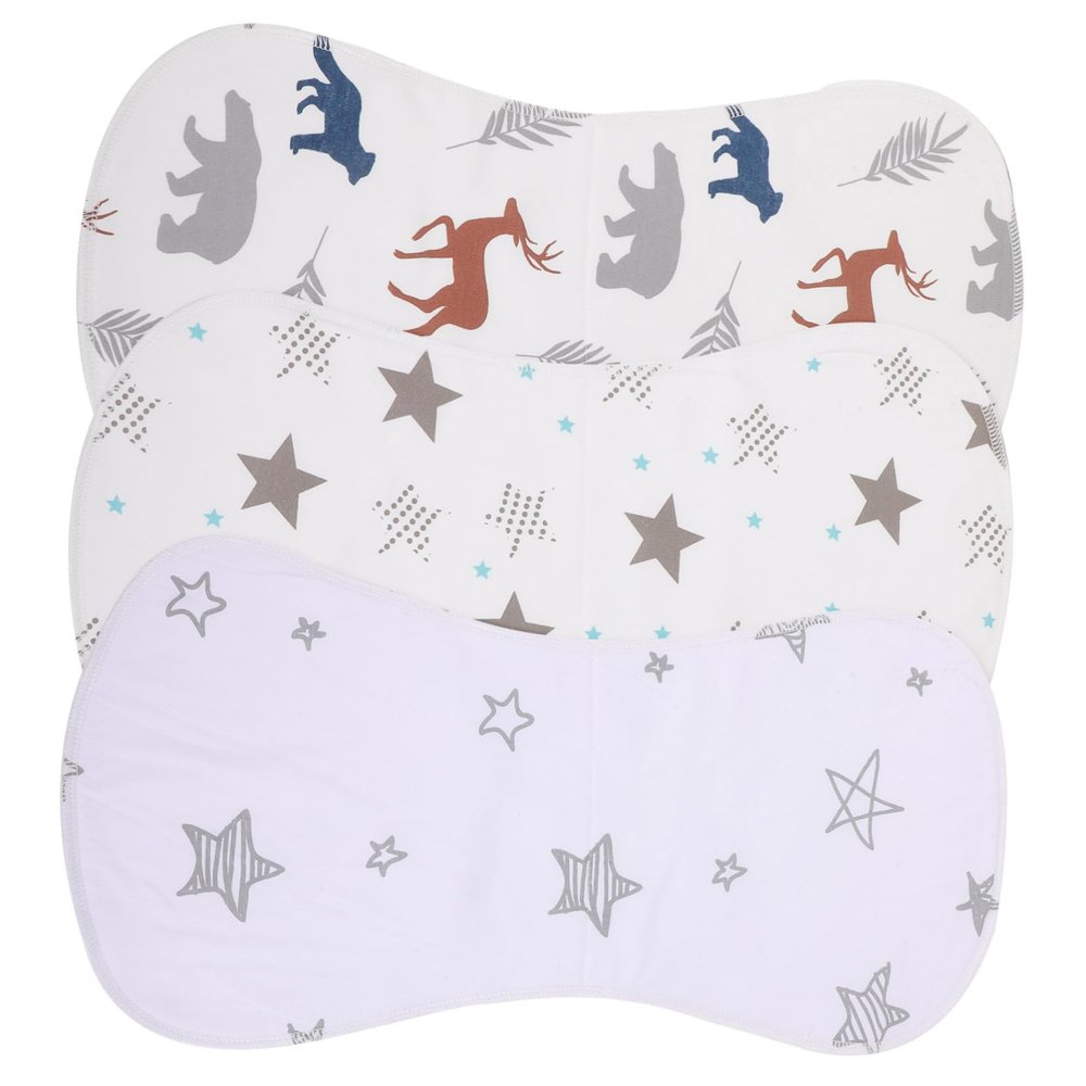 SHERCHPRY 3-Piece Soft, Washable Cotton Burp Cloth Set