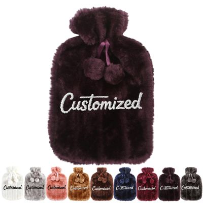 Personalized 2L Hot Water Bottle with Plush Faux-Fur Cover, Purple