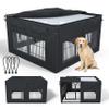 Dog Playpen Cover, 1680D Waterproof Oxford Fabric and Nylon Mesh, Fits 32-Inch-High 8-Panel Pens, UV-Resistant, Black view 1