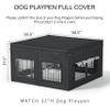 Dog Playpen Cover, 1680D Waterproof Oxford Fabric and Nylon Mesh, Fits 32-Inch-High 8-Panel Pens, UV-Resistant, Black view 2