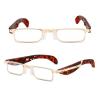 Men's and Women's Foldable Metal Reading Glasses, Leopard Gold, 1.5x view 1