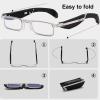 Men's and Women's Foldable Metal Reading Glasses, Leopard Gold, 1.5x view 4