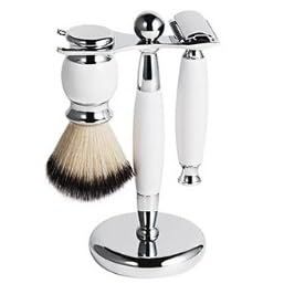 PPQIRU Men's Luxury Razor and Shaving Brush Stand, White