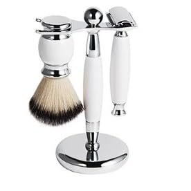 PPQIRU Men's Luxury Razor and Shaving Brush Stand, White
