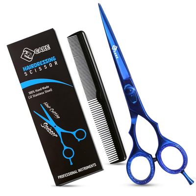 Professional Hairdressing Scissors, Japanese Stainless Steel Salon Shears, 6.5 in, Blue