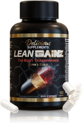 Lean Gainz Caffeine Capsules, 300 mg per Serving, 100 Capsules for 25 Days, Made in Germany
