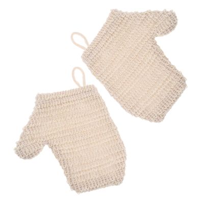 GALPADA 2-Pack Cotton-Linen Exfoliating Bath Gloves
