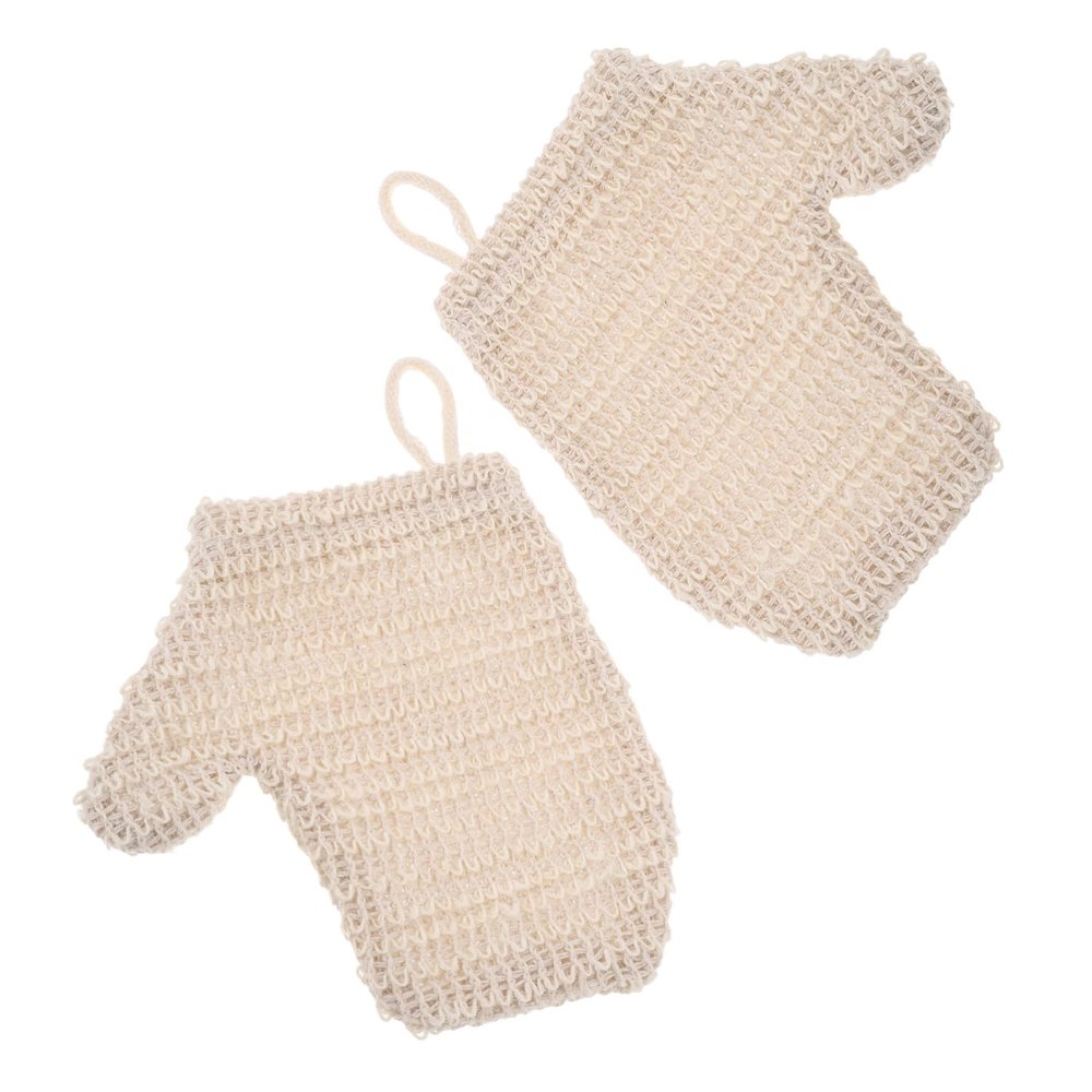 GALPADA 2-Pack Cotton-Linen Exfoliating Bath Gloves