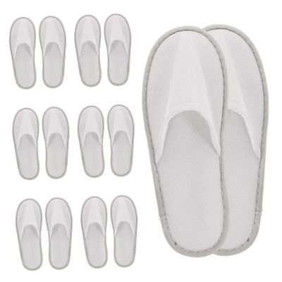 HAMPPLIES 10 Pairs Disposable Linen Hotel Slippers with Non-Slip Soles