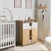Baby Changing Table Dresser, Brown Wood Look, 69 x 90 x 90 cm, 2 Drawers, 3 Compartments, 2 Doors, Delisle view 2