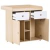 Baby Changing Table Dresser, Brown Wood Look, 69 x 90 x 90 cm, 2 Drawers, 3 Compartments, 2 Doors, Delisle view 4