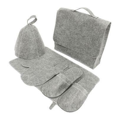 Healvian Felt Sauna Hat Set, 5 Pieces, Gray