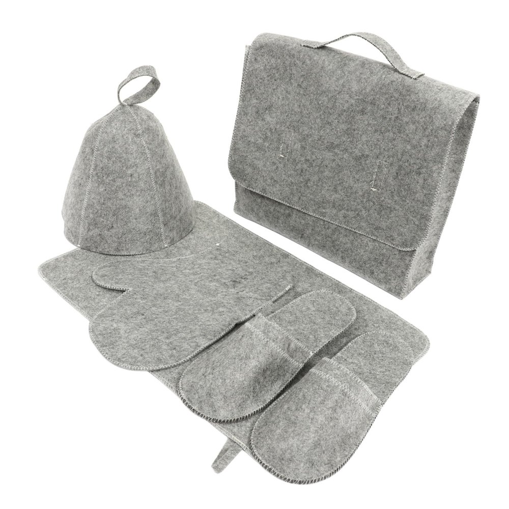 Healvian Felt Sauna Hat Set, 5 Pieces, Gray