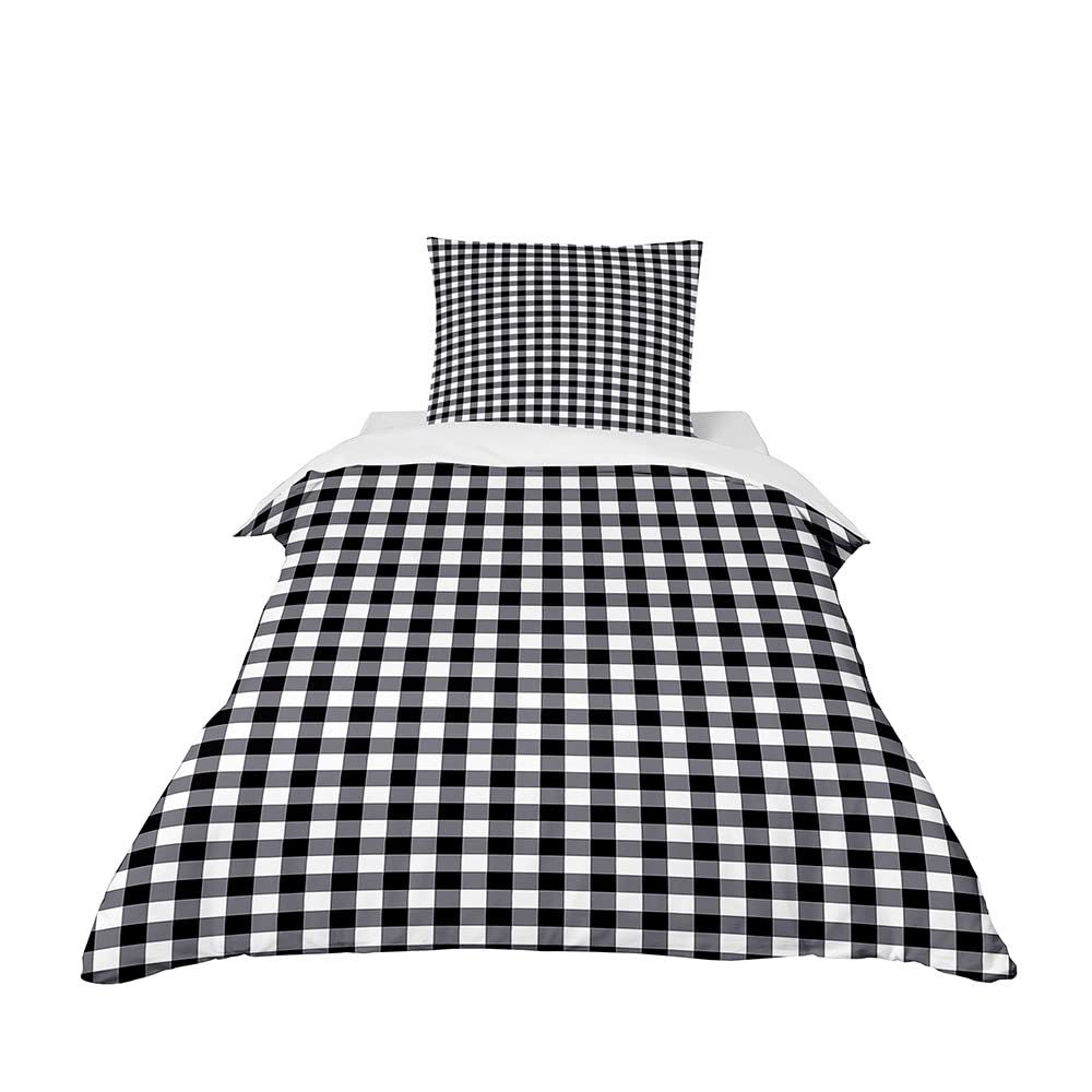 Odot Kids' Bedding Set, Checkered Pattern, Black, 120 x 150 cm