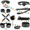 WreGmgg 10-Piece Black Leather Indoor Sports Set with Feather Stick and Sleep Eye Mask, Couple Gift - D10 view 1