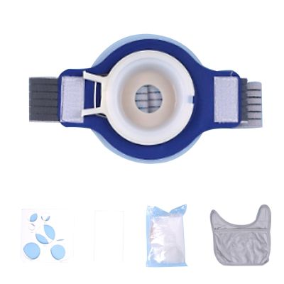 Unisex Stoma Belt with Cut-to-Fit Opening and 40 Transparent Bags for Colostomy Patients (M)