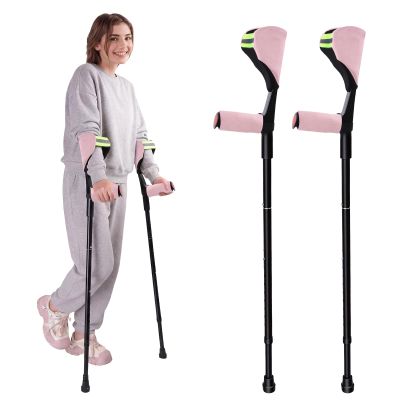 Forearm Crutches for Adults, 2-Pack, Adjustable, Gray-Pink
