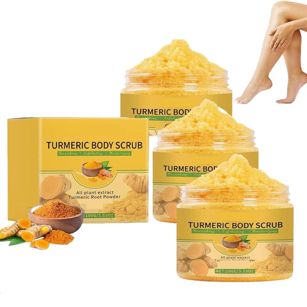 Turmeric Body Scrub, Gentle Exfoliation and Deep Cleansing, for All Skin Types (3 Pieces)