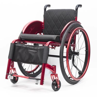 Foldable Lightweight Sports Wheelchair for Adults, Ultra-Light Aluminum Transport Wheelchair with Handbrake, Self-Propelled Manual Wheelchair with Anti-Tip Wheels (45 cm/17.7 in)