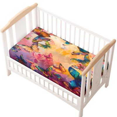 Odot Baby Crib Fitted Sheet, 3D Butterfly Pattern, 19.5 x 6.5 in