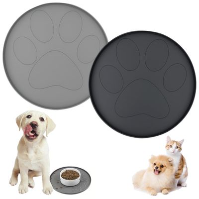 2 Silicone Pet Food Mats, 27cm