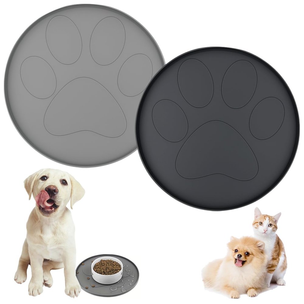 2 Silicone Pet Food Mats, 27cm