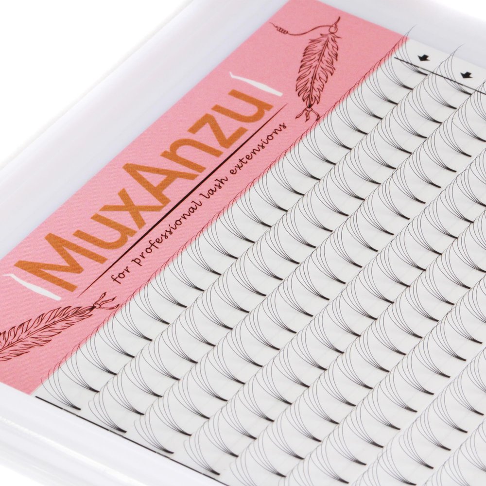 MuxAnzu Pre-Made Lash Fans, Short Stem, 4D 0.07 D 10 mm, 16 Rows