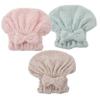3-Pack Absorbent Coral Fleece Hair-Drying Caps with Bows view 1