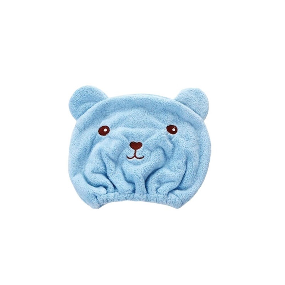 Microfiber Hair Towel Turban, Hair-Drying Cap, Blue, 6-Pack