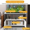 FVTVHEV Aquarium Stand with Cabinet, Two-Tier Design, 120 × 40 × 70 cm, Wood Grain + Black view 2
