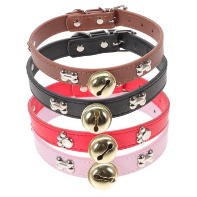 Adjustable Goat Collar with Bell, 4-Piece PU Pack