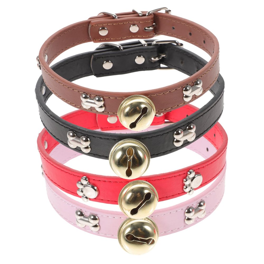 Adjustable Goat Collar with Bell, 4-Piece PU Pack