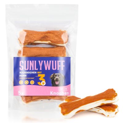 SunlyWuff Dental Chew Bones for Dogs with Chicken - 5 Pack