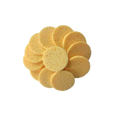40 Round Yellow Cellulose Sponge Pads for Makeup Removal
