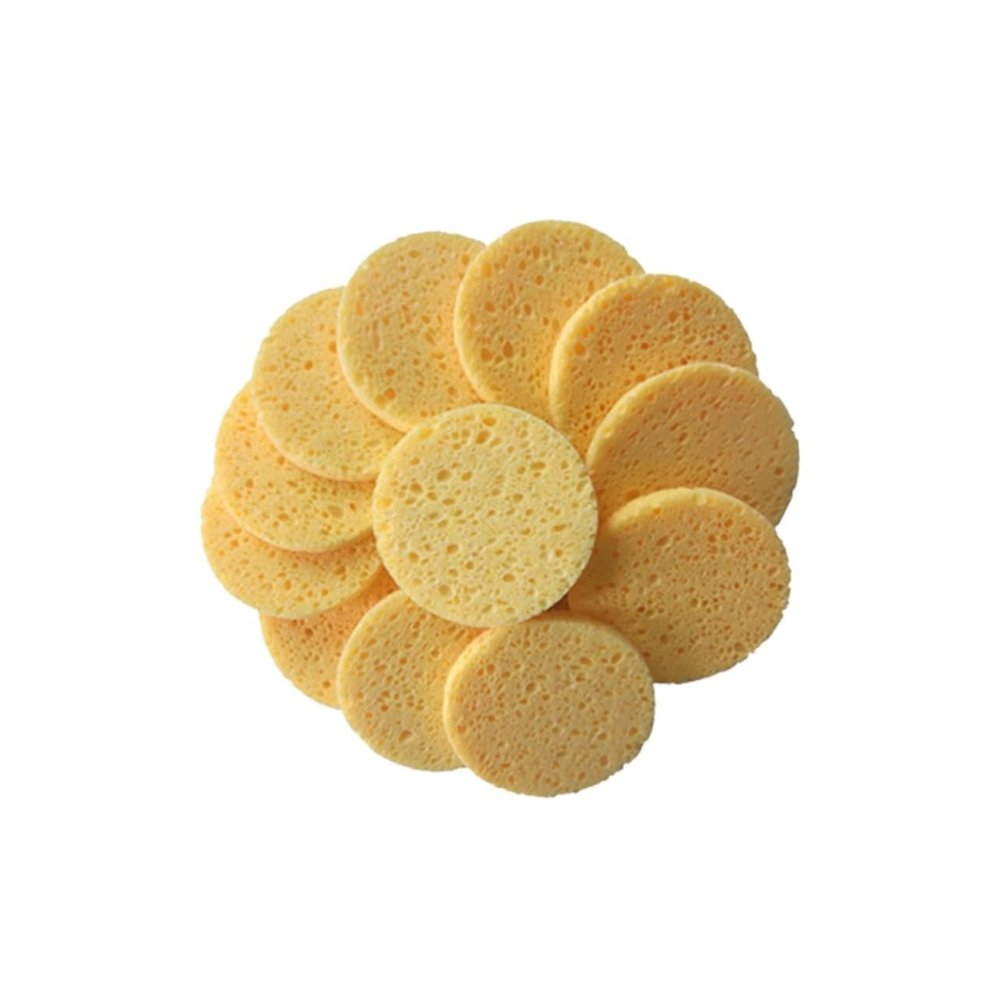 40 Round Yellow Cellulose Sponge Pads for Makeup Removal
