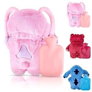 W2 Fluffy Hot Water Bottle with Removable, Washable Plush Cover