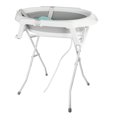 XXL Foldable Baby Bathtub with Stand, Cushion and Drainage System, 0–3 Years, Gray, 66 x 61 x 82 cm