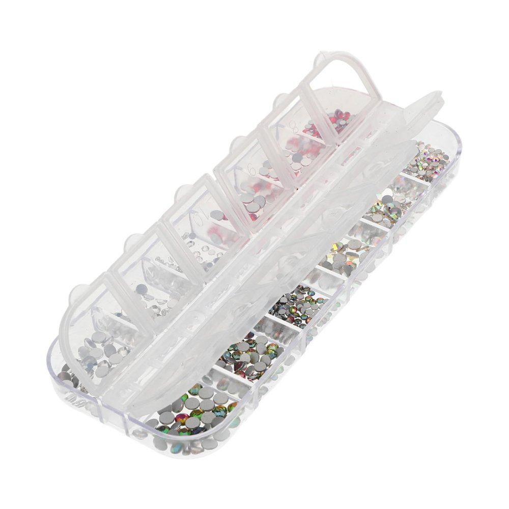 WOONEKY Nail Charms Box with Sparkling Rhinestones for Acrylic Nails