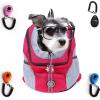 Dog Carrier Backpack, Double-Shoulder Pet Carrier with Clicker and Front Mesh, Orange, L view 2