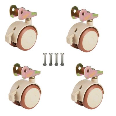 2-Inch Twin-Wheel Casters, 4 Swivel Casters with Brakes for Crib Furniture