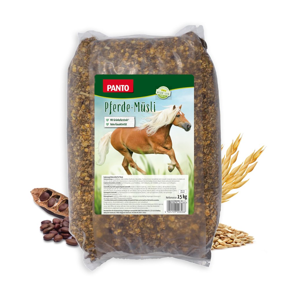 PANTO Horse Muesli with Wisan Flaxseed, 15 kg, Oat-Free, with Omega-3 & Omega-6