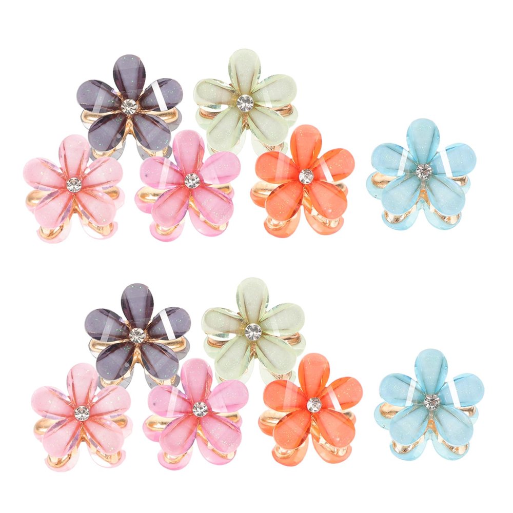 FOMIYES 12-Piece Mini Floral Metal Hair Clips with Crystals