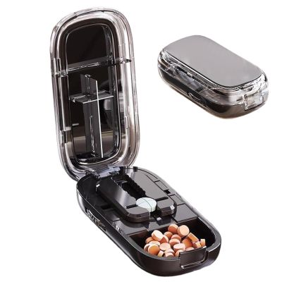Portable Pill Cutter with Tablet Holder and Splitting Function